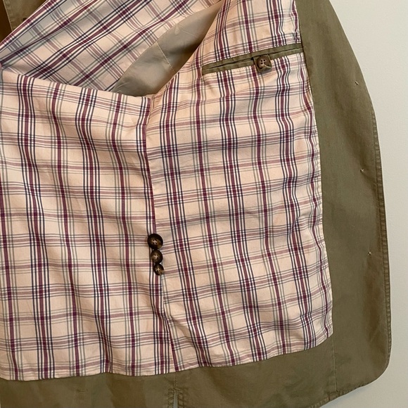 Vintage L.L. Bean Barn Coat in Olive Green with Leather Collar, Petite Large - Picture 8 of 12